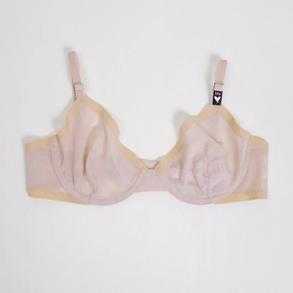 nwt VS sexy illusions luxe logo mesh plunge bra